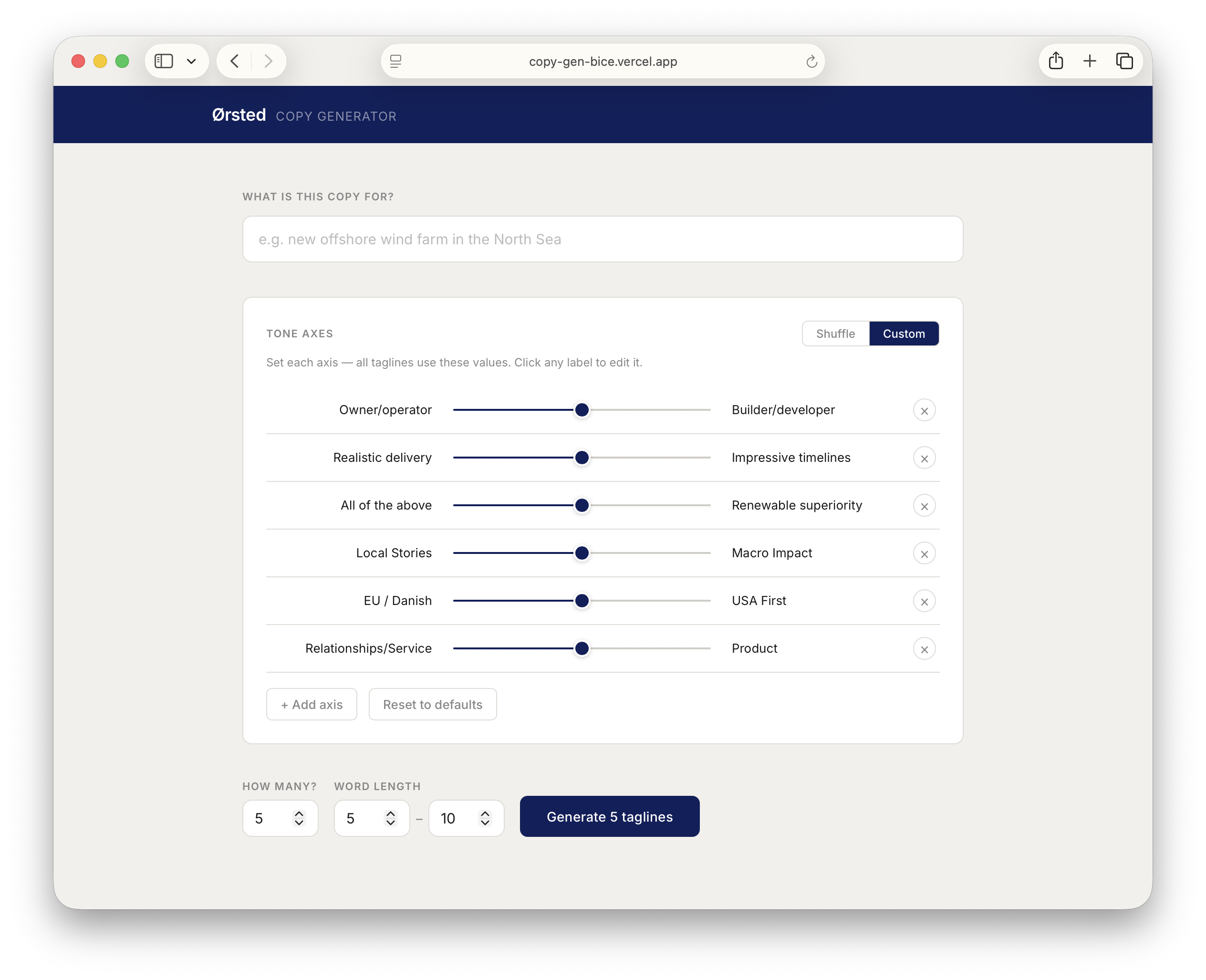 CopyGen brand message generator